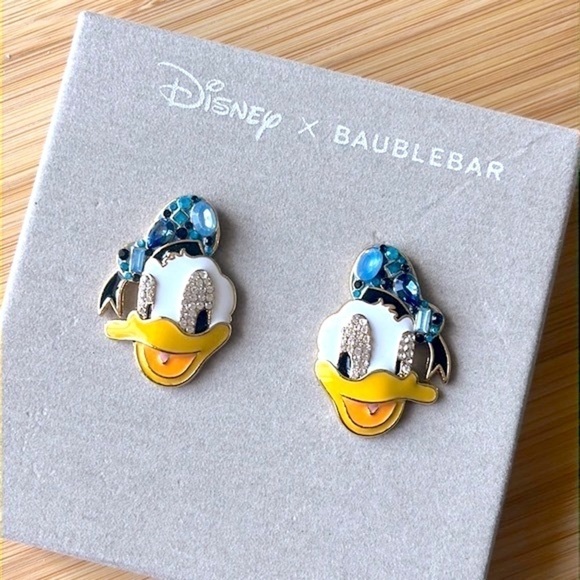 Brand New Disney x BaubleBar Donald Duck Sparkly Blue Hat Post Earrings - Picture 8 of 16